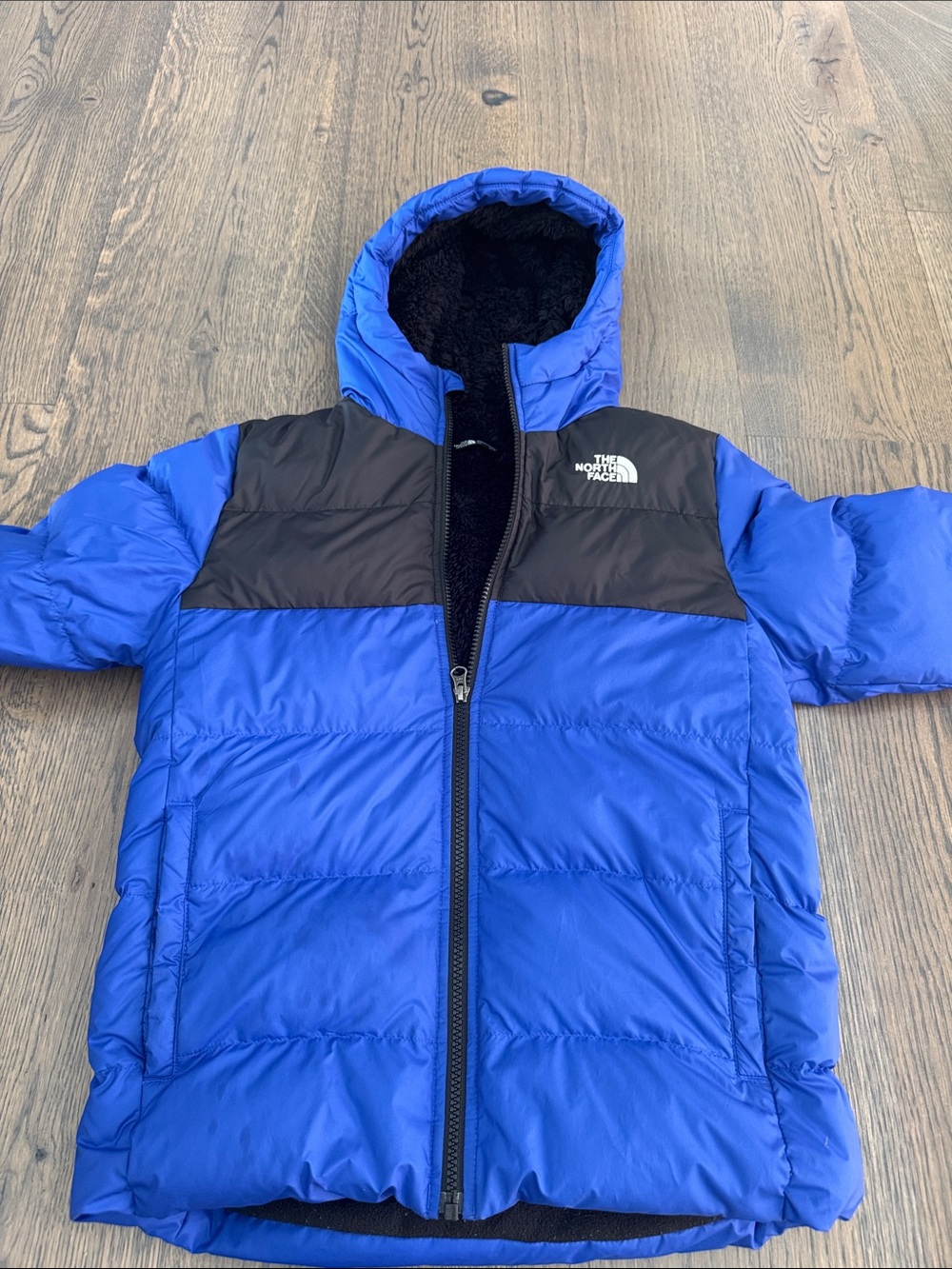 The North Face Royal Blue & Black Quilted Hooded Jacket